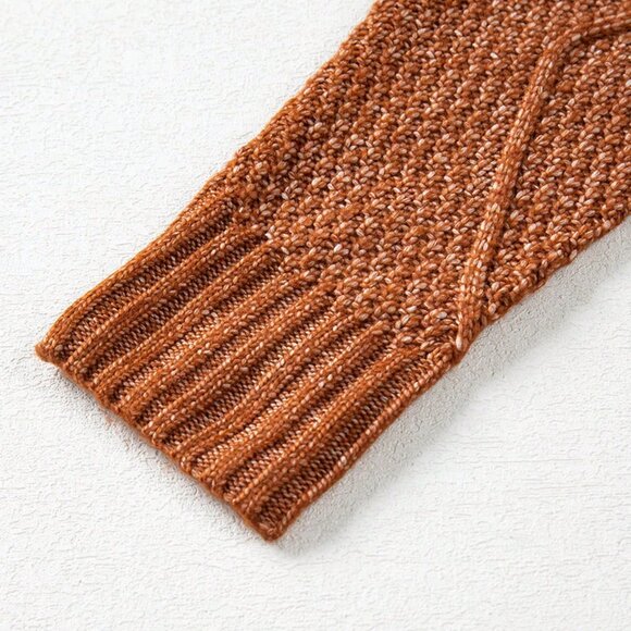 Brown Women's Casual Textured Knit Oversized Loose Fit Dress - Picture 10 of 10